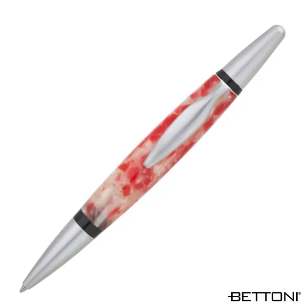 Ballpoint pen with multi-colored resin barrel and satin silver finished brass... from ASI 67866 Logomark/Valumark