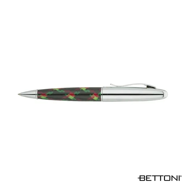 Ballpoint pen with solid brass cap and trims, colorful carbon fiber... from ASI 67866 Logomark/Valumark