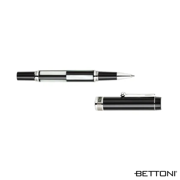 Rollerball pen with screw-off cap design, mother-of-pearl and black onyx inlays,... from ASI 67866 Logomark/Valumark