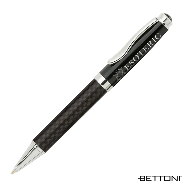 Twist action ballpoint pen with carbon finer barrel and glossy black... from ASI 67866 Logomark/Valumark