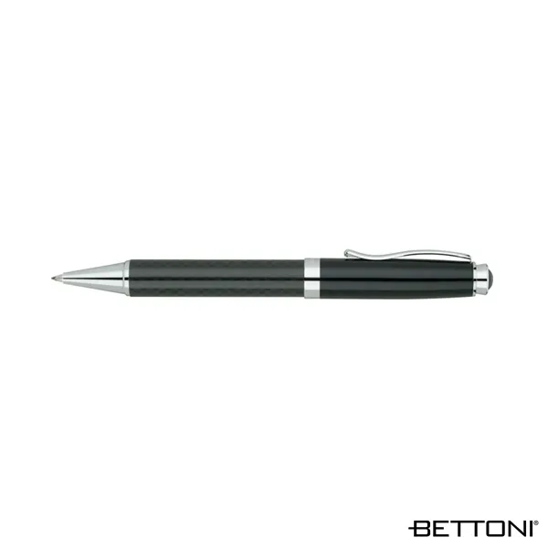 Twist action ballpoint pen with carbon finer barrel and glossy black... from ASI 67866 Logomark/Valumark