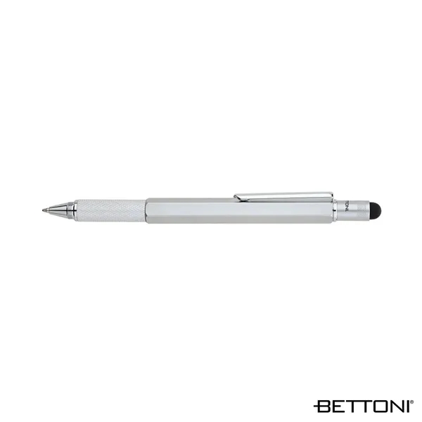 Multifunctional 5-in-1 twist-action ballpoint pen with textured metal grip.... from ASI 67866 Logomark/Valumark