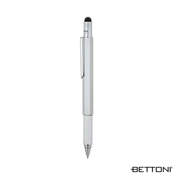Multifunctional 5-in-1 twist-action ballpoint pen with textured metal grip.... from ASI 67866 Logomark/Valumark