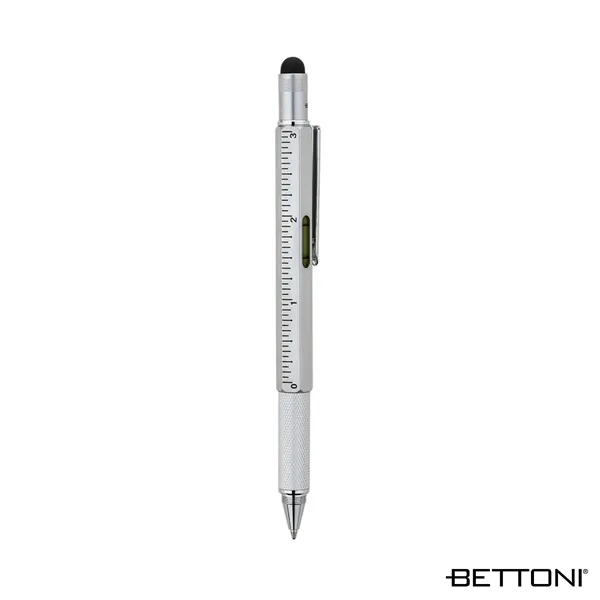 Multifunctional 5-in-1 twist-action ballpoint pen with textured metal grip.... from ASI 67866 Logomark/Valumark