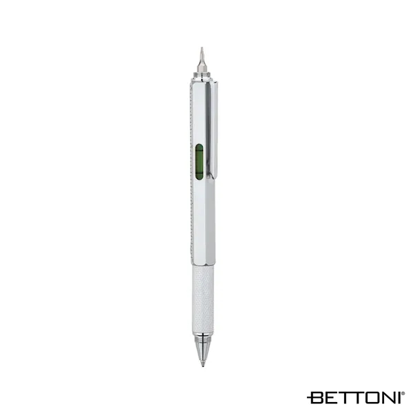 Multifunctional 5-in-1 twist-action ballpoint pen with textured metal grip.... from ASI 67866 Logomark/Valumark