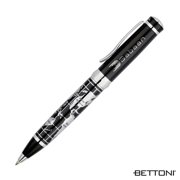 Twist action ballpoint pen with chrome world map barrel and chrome... from ASI 67866 Logomark/Valumark