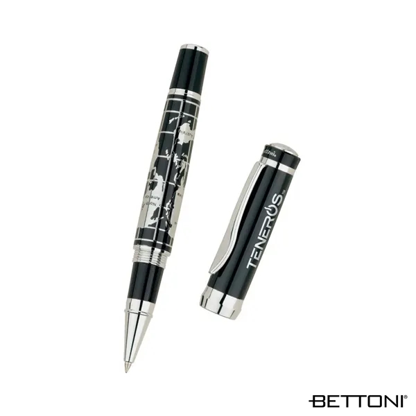 Rollerball pen with cap-off design and chrome world map barrel.... from ASI 67866 Logomark/Valumark