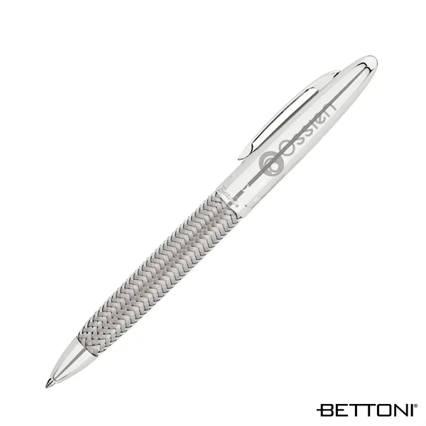Solid brass ballpoint with 90 degree twist action mechanism, woven steel... from ASI 67866 Logomark/Valumark