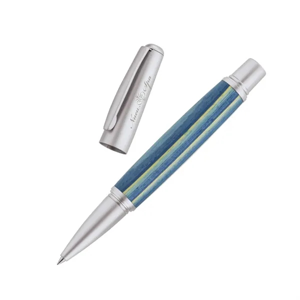 Rollerball pen with cap-off design, exciting barrel design choices, satin finish... from ASI 67866 Logomark/Valumark