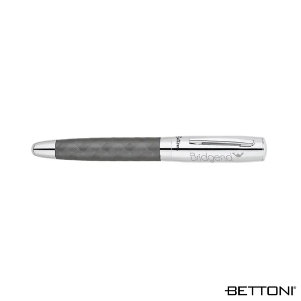 Rollerball pen with cap-off design, woven design barrel and chrome cap... from ASI 67866 Logomark/Valumark