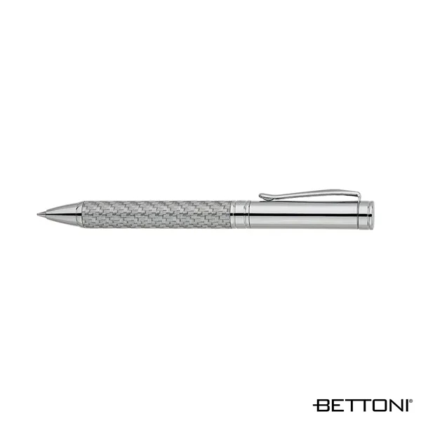 Brass ballpoint pen with twist-action mechanism, silver glass fiber or black... from ASI 67866 Logomark/Valumark