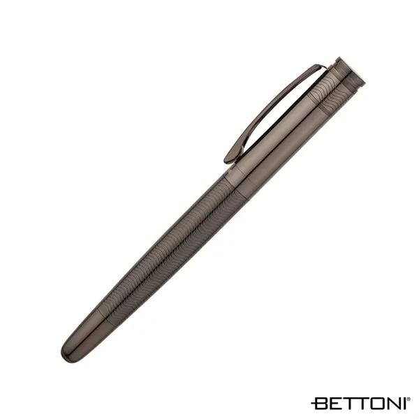 Brass cap-off rollerball pen with gunmetal plating, high-gloss lacquer finish and... from ASI 67866 Logomark/Valumark