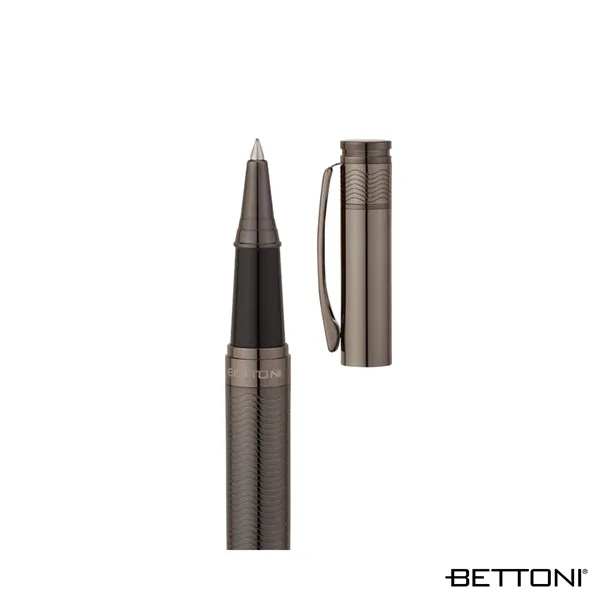 Brass cap-off rollerball pen with gunmetal plating, high-gloss lacquer finish and... from ASI 67866 Logomark/Valumark