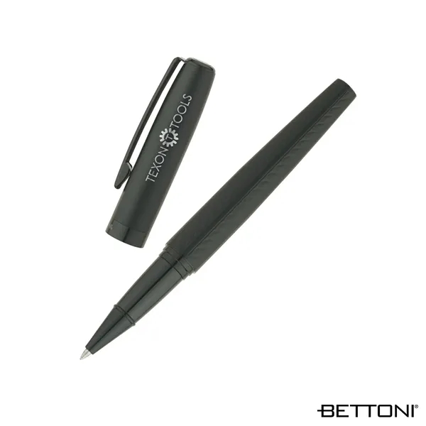 Steel  cap-off rollerball pen with matte black finish, gloss black... from ASI 67866 Logomark/Valumark