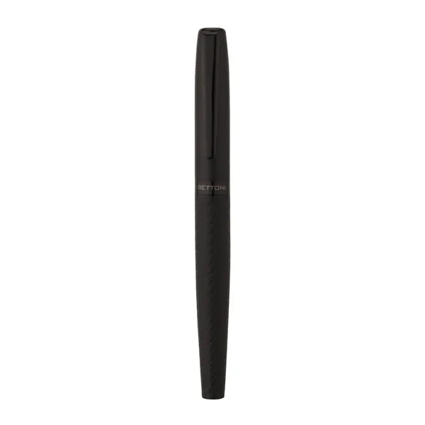 Steel  cap-off rollerball pen with matte black finish, gloss black... from ASI 67866 Logomark/Valumark
