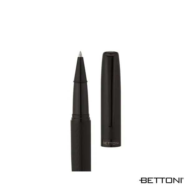 Steel  cap-off rollerball pen with matte black finish, gloss black... from ASI 67866 Logomark/Valumark