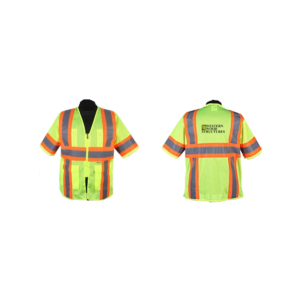 Green safety vest, ANSI class 3, mesh with zipper (med -... from ASI 79951 Promosafe / Promosafe