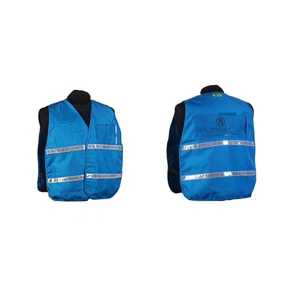 Blue incident command vest, clear card holders, 1" stripes, (regular and... from ASI 79951 Promosafe / Promosafe