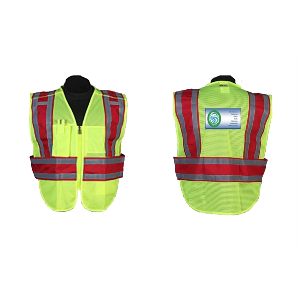 Lime/yl public works, breakaway vest, screen printed, 4.5" stripes (regular and... from ASI 79951 Promosafe / Promosafe