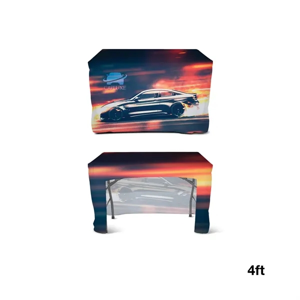 4' fitted table cover with open back, sewn corners, 300D polyester... from ASI 67866 Logomark/Valumark