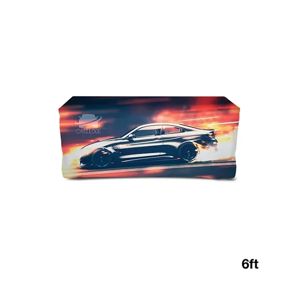 6' fitted table cover with open back, sewn corners, 300D polyester... from ASI 67866 Logomark/Valumark