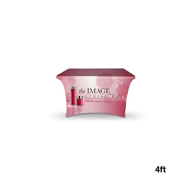 4' stretchable table cover made of elastic polyester with open back,... from ASI 67866 Logomark/Valumark