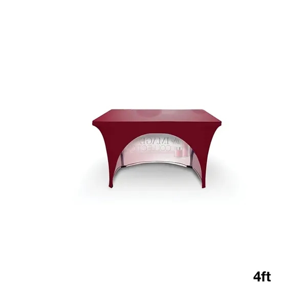 4' stretchable table cover made of elastic polyester with open back,... from ASI 67866 Logomark/Valumark