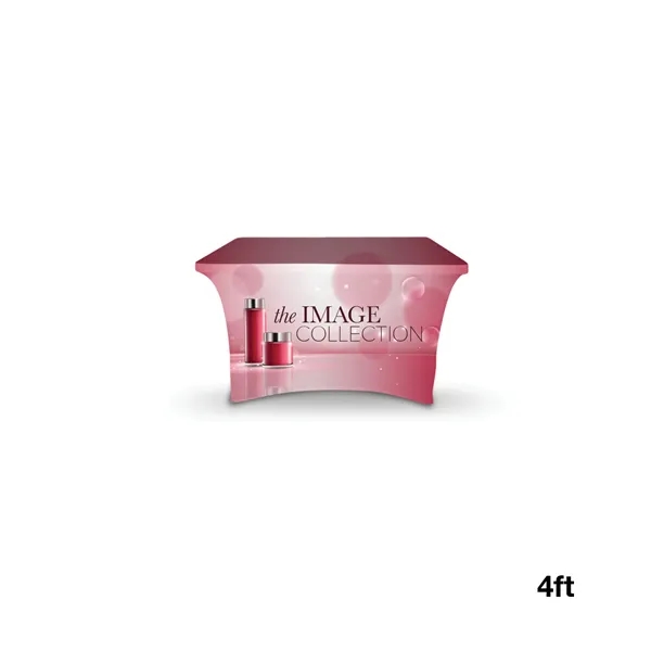 4' stretchable table cover made of elastic polyester with open back,... from ASI 67866 Logomark/Valumark