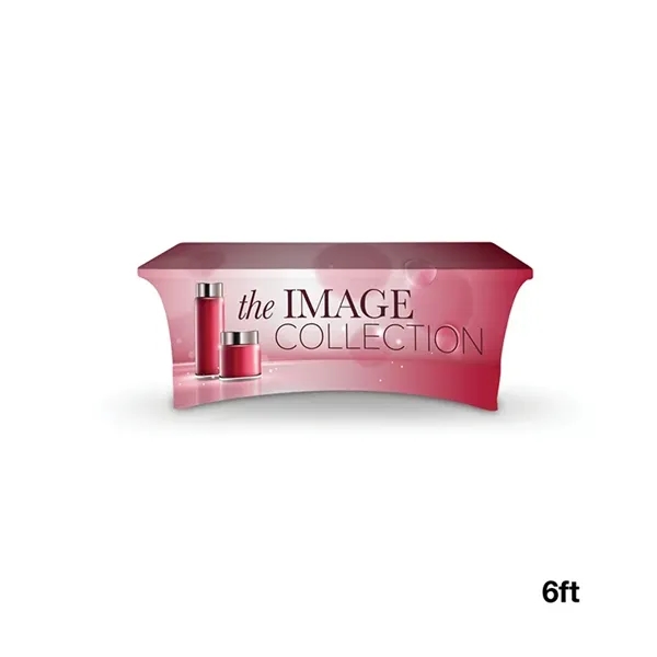 6' stretchable table cover made of elastic polyester with open back,... from ASI 67866 Logomark/Valumark