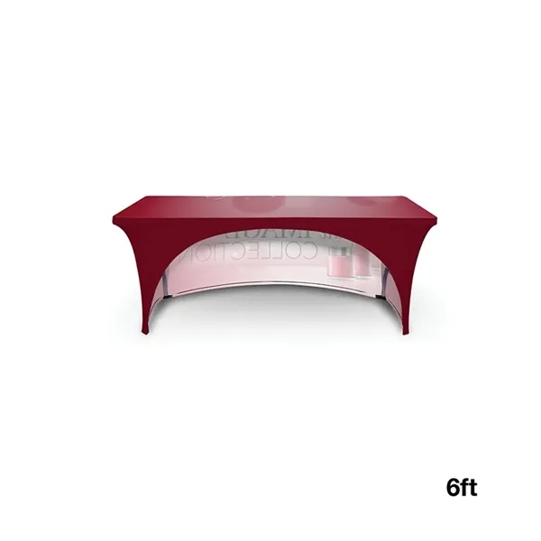 6' stretchable table cover made of elastic polyester with open back,... from ASI 67866 Logomark/Valumark