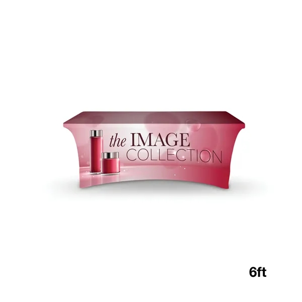 6' stretchable table cover made of elastic polyester with open back,... from ASI 67866 Logomark/Valumark