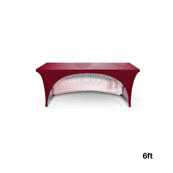6' stretchable table cover made of elastic polyester with open back,... from ASI 67866 Logomark/Valumark