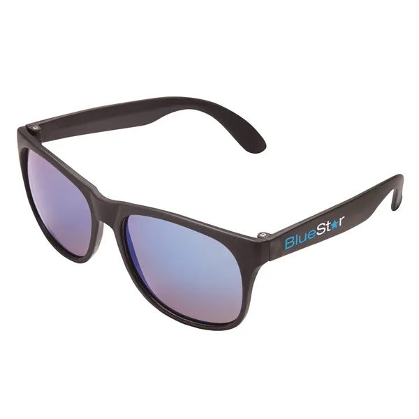 1.25" x 2.25" x 5.75" plastic sunglasses with mirrored lenses with... from ASI 67866 Logomark/Valumark / Valumark™