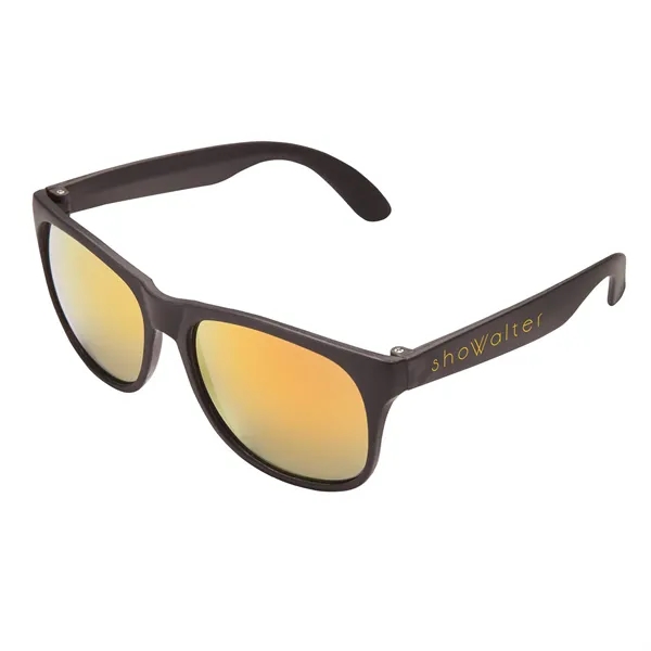 1.25" x 2.25" x 5.75" plastic sunglasses with mirrored lenses with... from ASI 67866 Logomark/Valumark / Valumark™