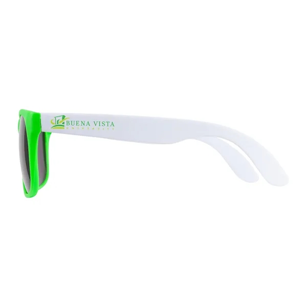 1.75" x 1.94" x 5.5" polycarbonate flare two-tone sunglasses with 100%... from ASI 67866 Logomark/Valumark / Valumark™