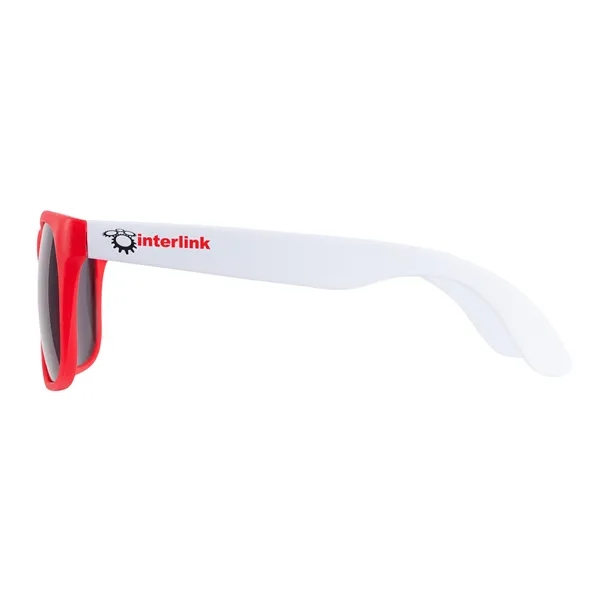 1.75" x 1.94" x 5.5" polycarbonate flare two-tone sunglasses with 100%... from ASI 67866 Logomark/Valumark / Valumark™