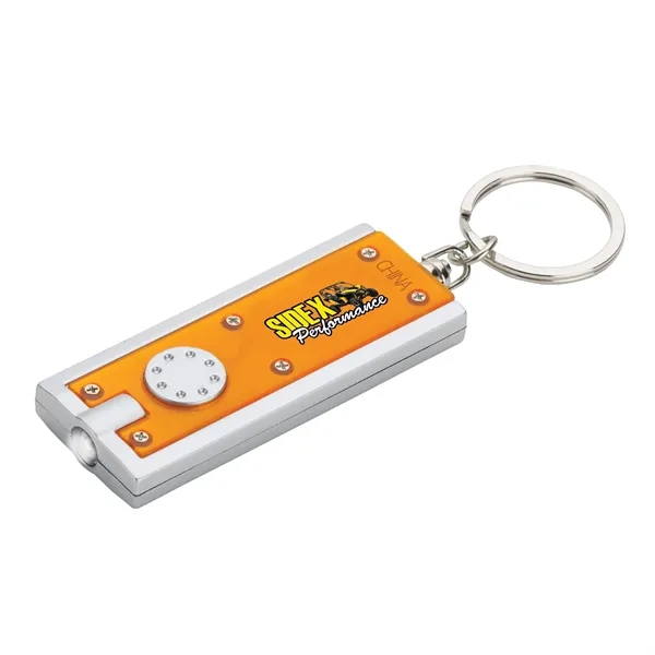 0.38" x 3.75" x 1" Ester plastic keychain with LED flashlight... from ASI 67866 Logomark/Valumark / Valumark™