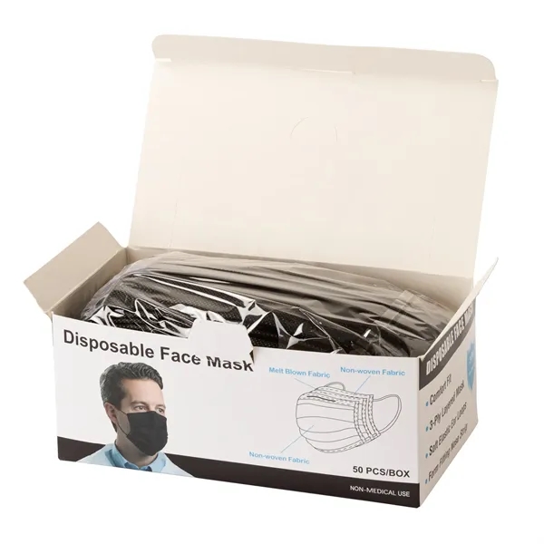 Shield III Box of 50pcs Black Disposable Face Masks... from ASI 67866 Logomark/Valumark