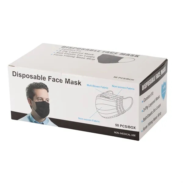 Shield III Box of 50pcs Black Disposable Face Masks... from ASI 67866 Logomark/Valumark