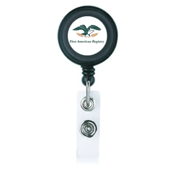 0.75" x 3.38" x 1.25" Delfino retractable round badge holder with... from ASI 67866 Logomark/Valumark