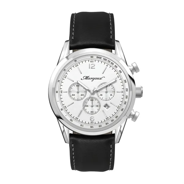 42MM STEEL SILVER CASE, CHRONOGRAPH MVMT, WHITE DI...... from ASI 67866 Logomark/Valumark