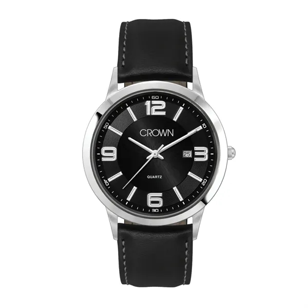 43MM STEEL SILVER CASE, 3 HAND MVMT, BLACK DIAL, D...... from ASI 67866 Logomark/Valumark