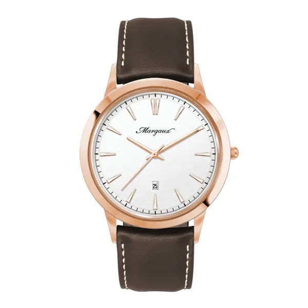 43MM STEEL ROSE GOLD CASE, 3 HAND MVMT, WHITE DIAL...... from ASI 67866 Logomark/Valumark