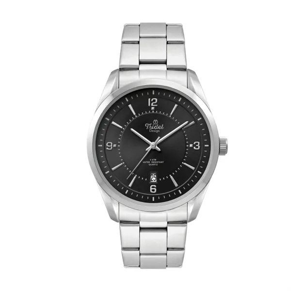 Men's stylish watch featuring a black sunray dial with a 42mm... from ASI 67866 Logomark/Valumark