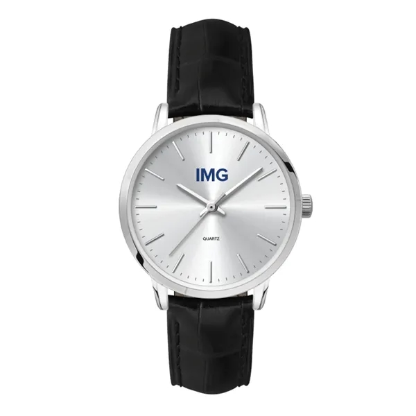 30.5MM METAL SILVER CASE, 3 HAND MVMT, SILVER DIAL...... from ASI 67866 Logomark/Valumark