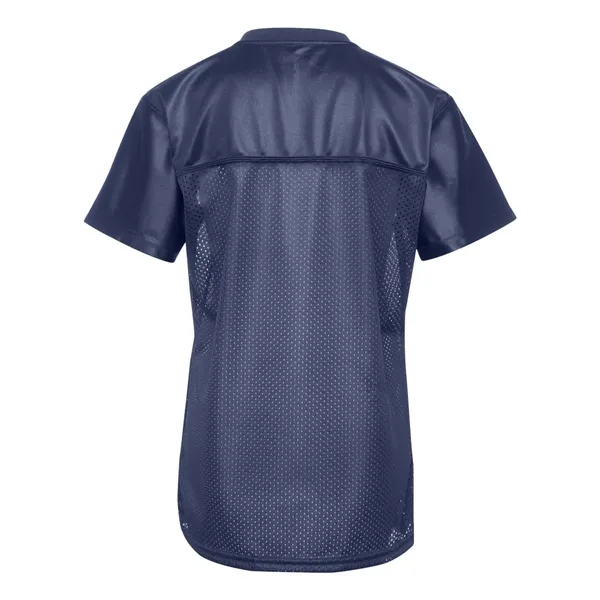 3.35 oz., 100% polyester tricot mesh Juniors' replica football t-shirt.... from ASI 84358 S&S Activewear