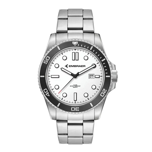 42.5MM STEEL SILVER CASE, 3 HAND MVMT, WHITE DIAL,...... from ASI 67866 Logomark/Valumark