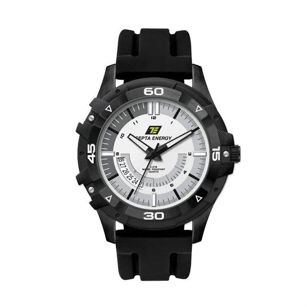 Customizable watch for men and women made with a 45mm brushed... from ASI 67866 Logomark/Valumark