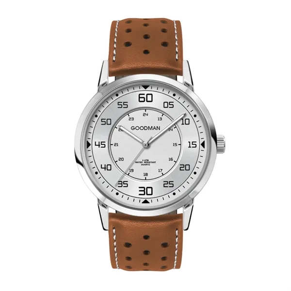 Unisex watch with a 42mm polished brushed silver and black metal... from ASI 67866 Logomark/Valumark