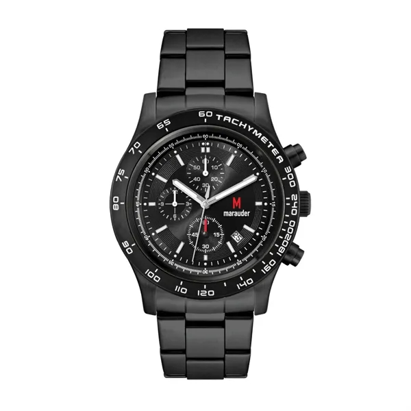 Chronograph watch for men and women featuring a 44mm brushed silver... from ASI 67866 Logomark/Valumark